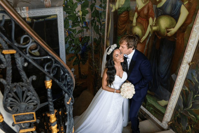 Bride & Groom at Versace Mansion Miami photo by Jan Freire 