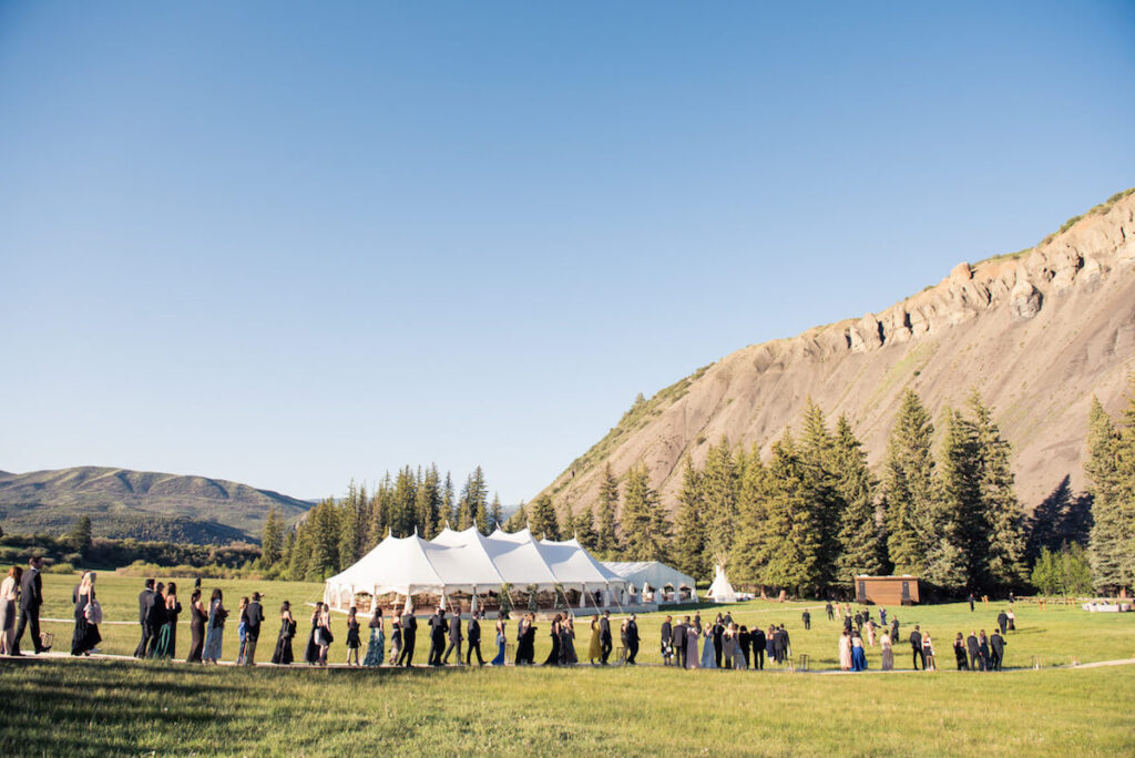 wedding reception in Snowmass near Aspen, CO - wooden path