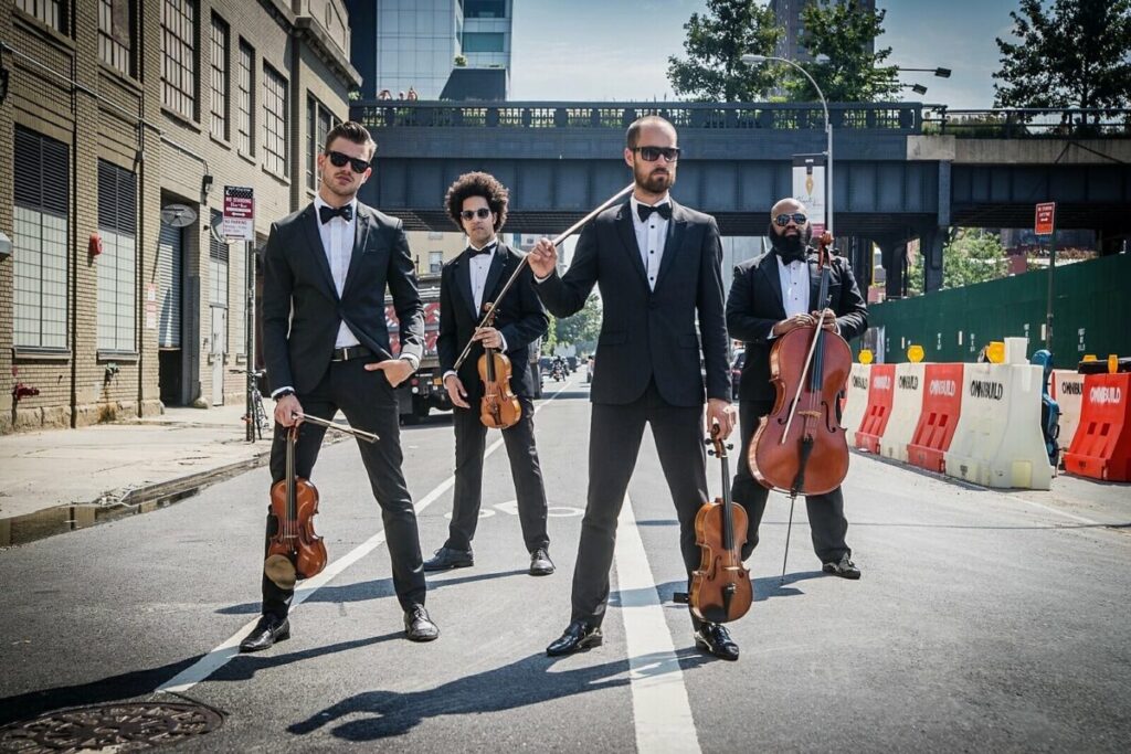 Kiral Artists male string quartet after fashion show in Meatpacking District in New York City