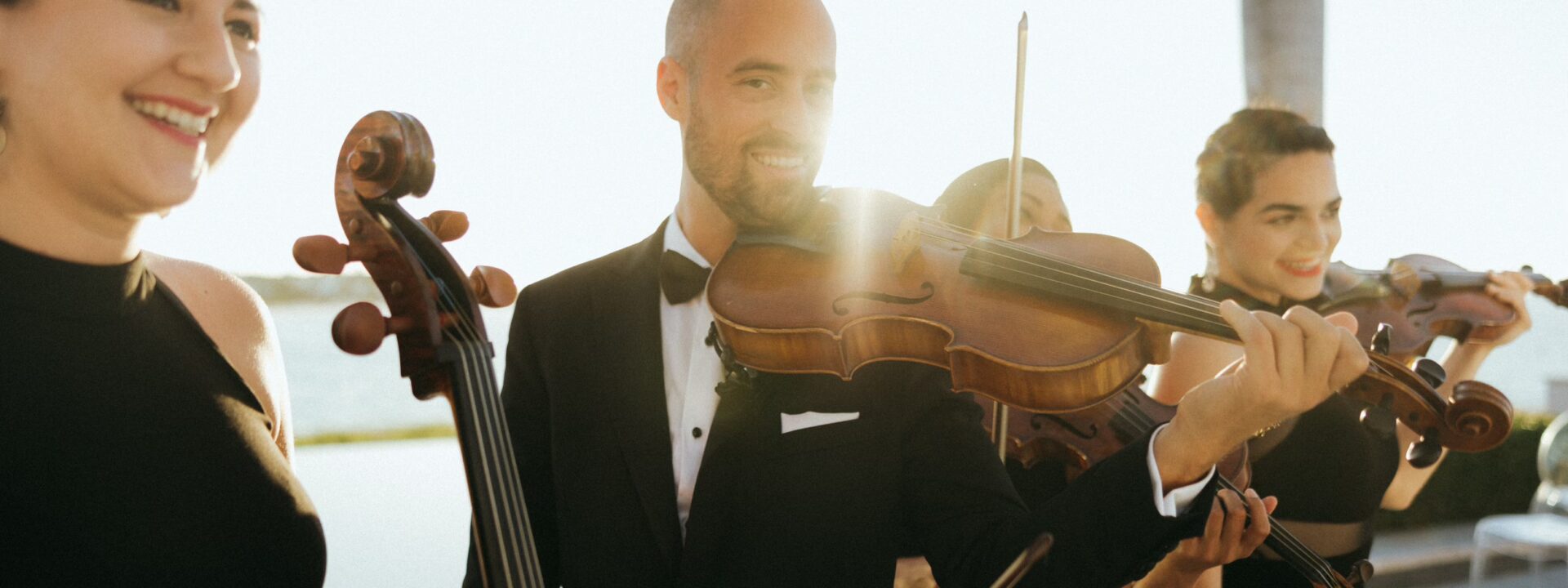 Peter Kiral with his string quartet at a wedding in Anguilla